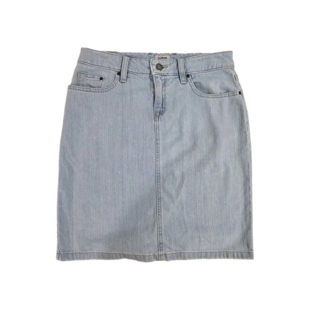 L.L.Bean Blue Favorite Favorite Denim Skirt Knee Length Straight Pencil Size 2P